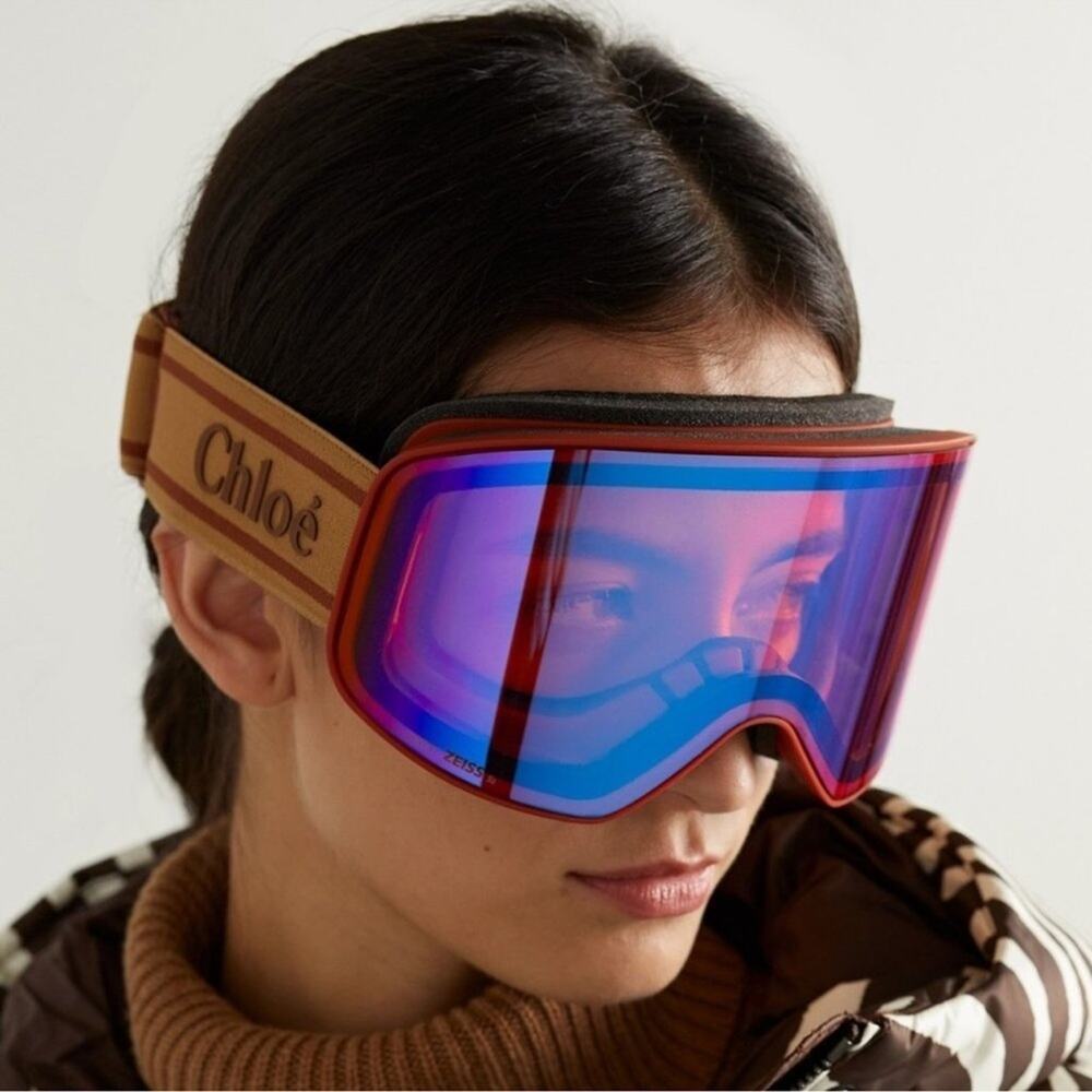 New! CHLOE Ski Mask CH0072S 003, Matte Rust/Orange Multilayer Blue, Authentic